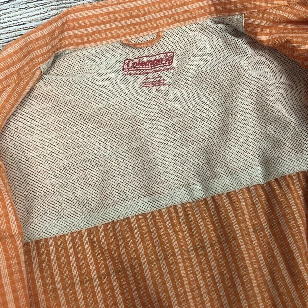 Coleman Guide Shirt Mens Large Orange Plaid Button Front - Picture 5 of 8